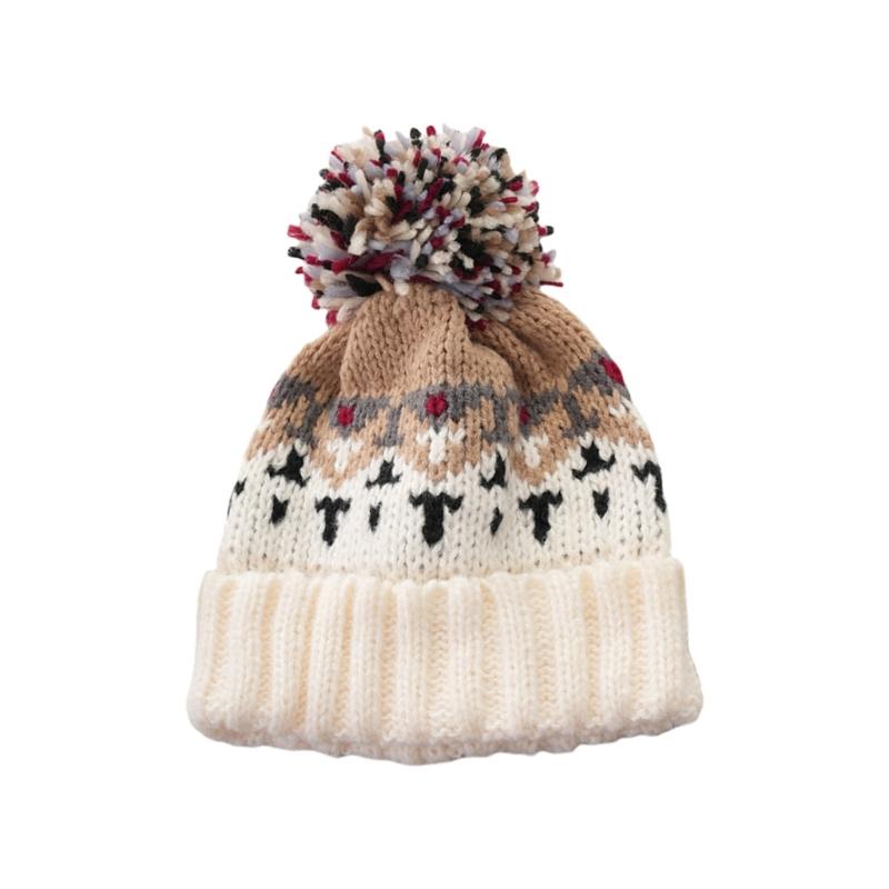 

Lovely Pompoms Winter Hat Thick Warm Knitted Pullover Hat for Comfortable and Warmth Teens Women Headwear All Matching