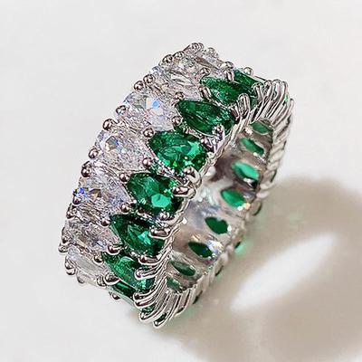 Cao Shi Eleganter Doppelreihen-Tropfen-Zirkon-Diamant-Partnerring für Damen