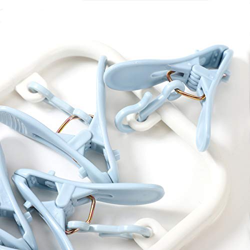 Foshine Folding Stainless Steel Clothes Drying Hanger, 2-Pack, 24 Clothes Pinch Hangers, Portable Hanger, Travel Hanger, Blue, Purple