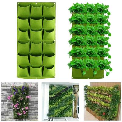 9/18 Fickor Filt Vertikal Växtodlingspåse Non-woven Grönskande Blomkruka för Blomster Grönsaks Örtträdgård Planteringsmaterial
