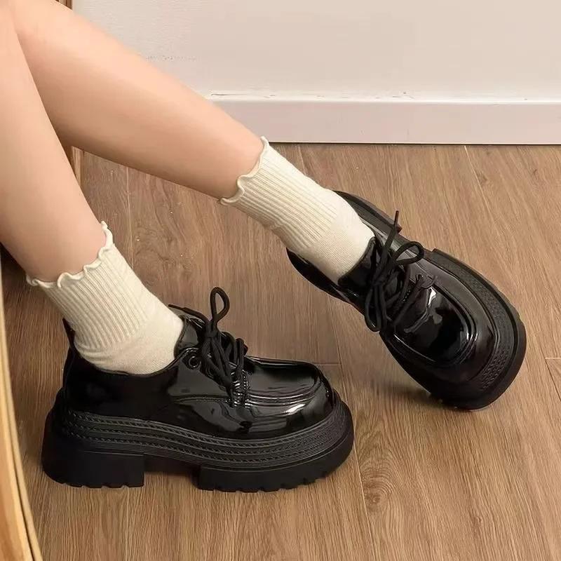 Female Shoes on Sale 2025 New High Quality Platform Heels Lace-up Women's High Heels Fashion Round Toe Classic Women Shoes