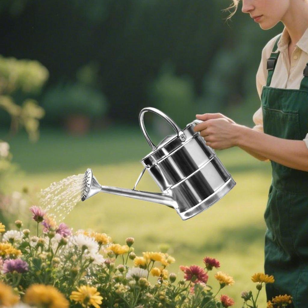 Practical Stainless Steel Watering Can Removable Spray Head Versatile Garden Water Dispenser for Indoor Potted Plants