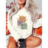 Women Fashion Leopard Vintage Flower Long Sleeve Print Sweatshirts Clothes Ladies Clothing Graphic Pullovers