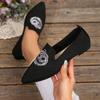 Breathable Shoes Women's 2025 Autumn New Flat Large Yard Pointed Toe Embroidery Color-blocking Lazy Shoes