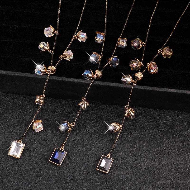 Suijue Jewelry 2020 Autumn And Winter Crystal Sweater Chain Female Long Versatile Crystal Necklace Accessories