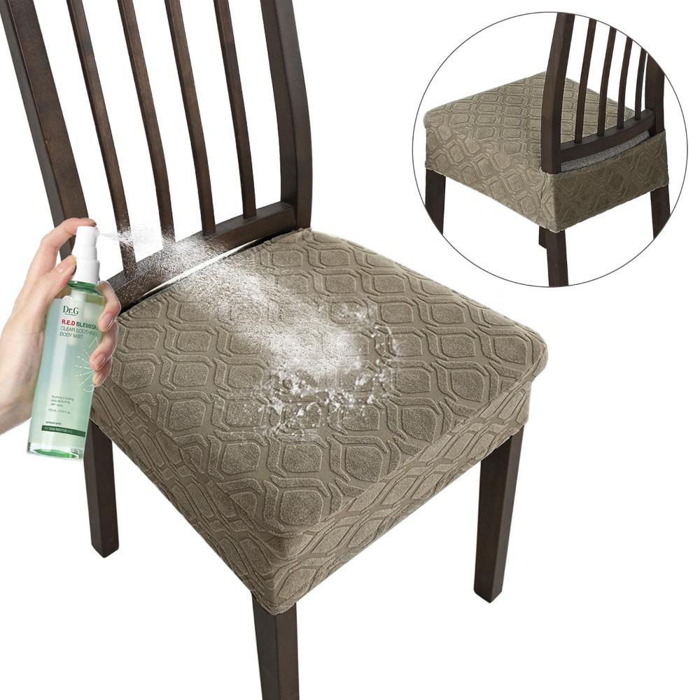 

Waterproof Round Jacquard Dining Chair Cover Stretch Knit Elastic Seat Cushion Cover for Home 1pc