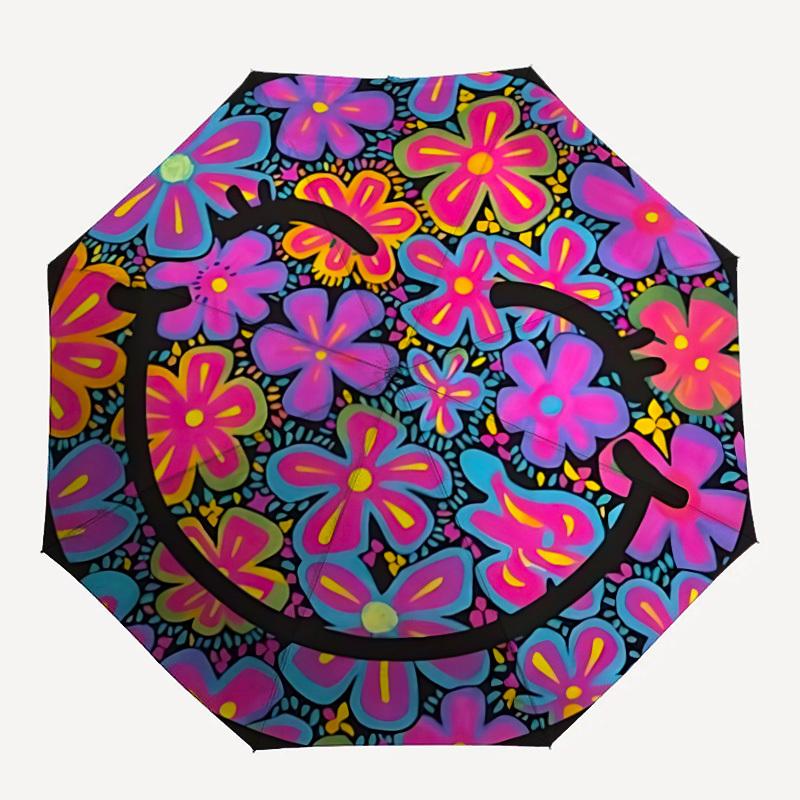 

1pc Floral Mandala Pattern Automatic Open/Close Umbrella, Compact Travel Umbrella, 8-Rib Sturdy Frame - Ideal Gift for Friends yy251118048