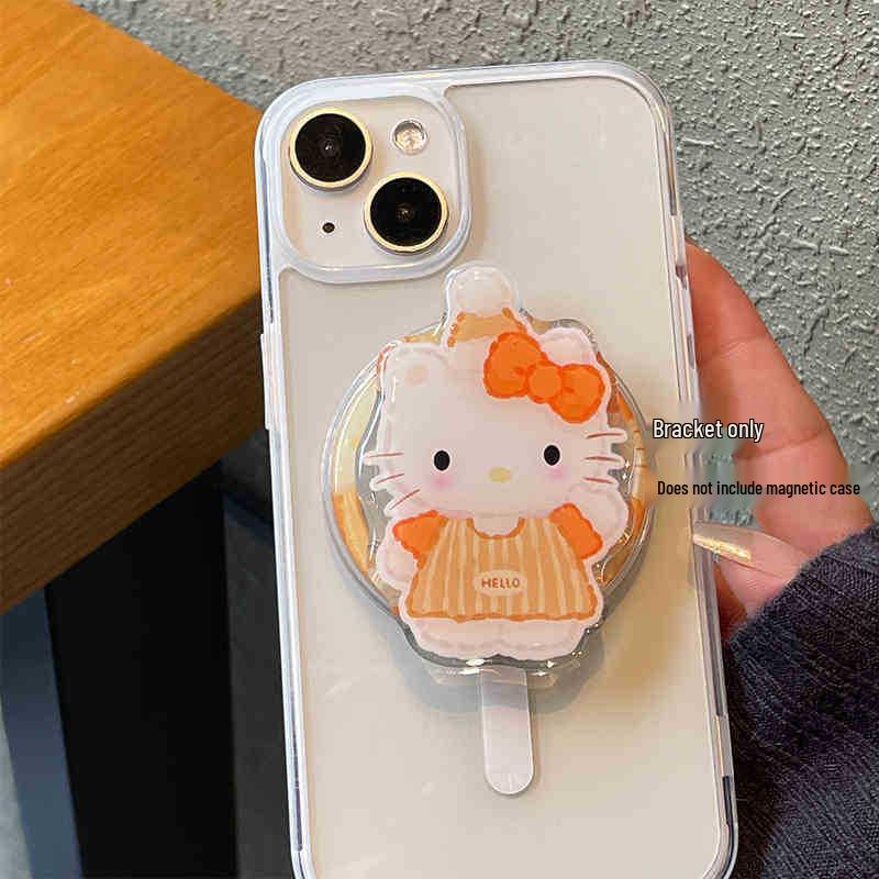 Korean-Style Cartoon Magsafe Magnetic Phone Holder with Retractable Airbag for Selfies