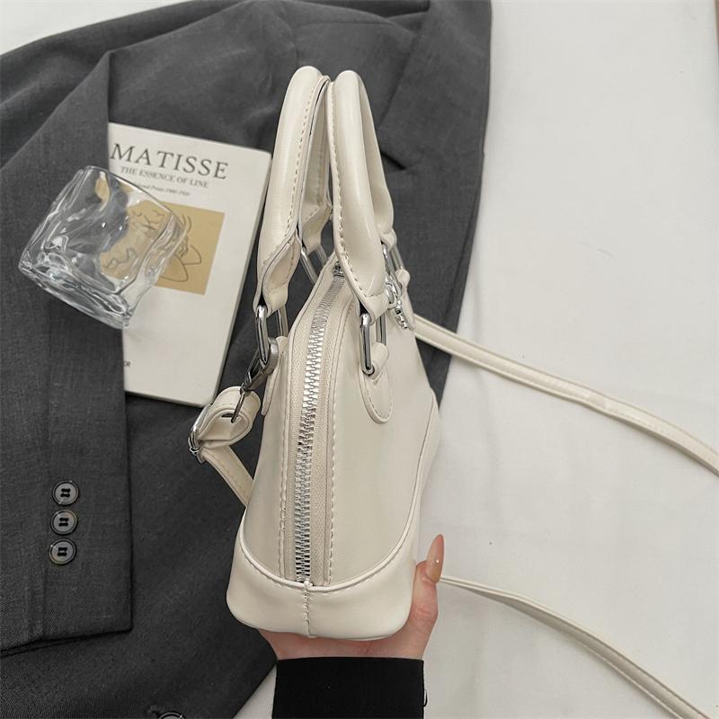 Glossy PU Handbag Women Fashion Mini Shoulder Bag Classic Oval Shape Crossbody Tote Bag