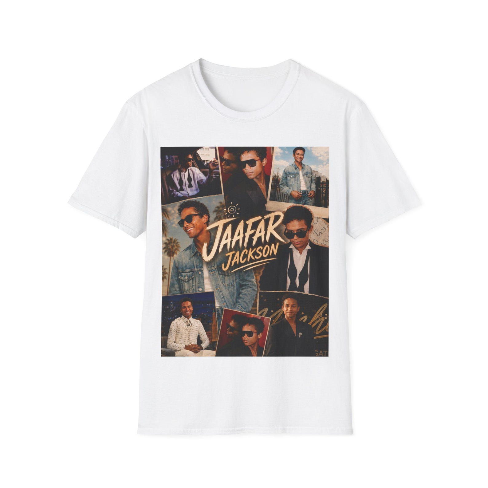 Jaafar Jackson Collage Portrait T-Shirt | Retro Photo Montage Tee 2XL