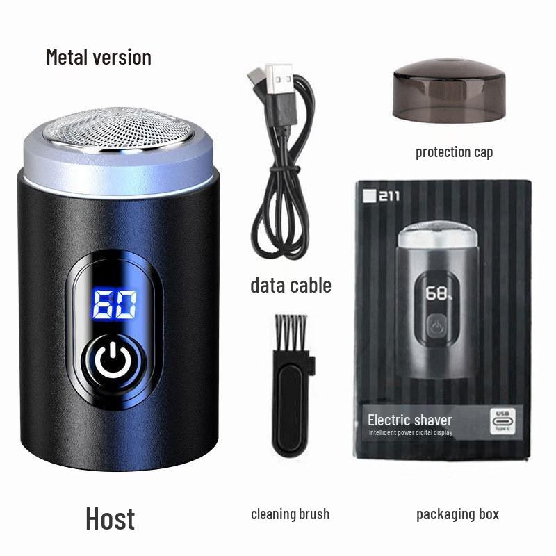 Mini USB Beard Shaver: Portable High Power Razor with Digital Display and German Steel Blades.