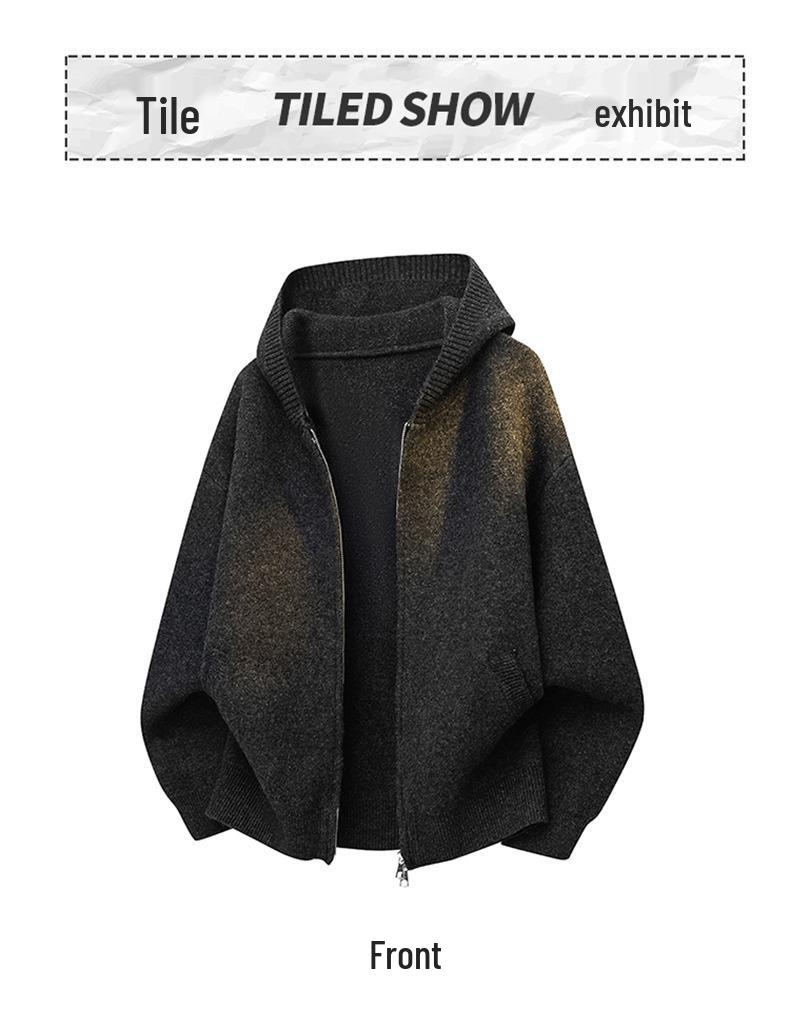 2025 Autumn/Winter High Neck Korean Style Double Zipper Knitted Cardigan for Couples – Loose Fit Sweater