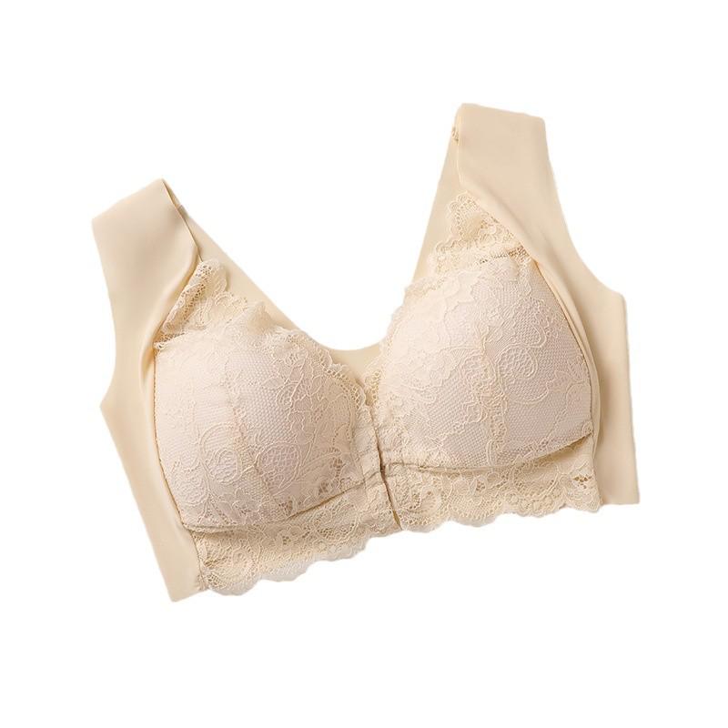 Sutien cu cataramă frontală din dantelă europeană și americană cu design elegant pe spate - Lenjerie intimă pentru femei plus size