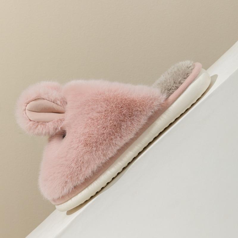 Jade Rabbit Cotton Slippers Female Winter Cute Cartoon Stroking Cats Sense Home Couple Parent-child Men Cotton Slippers Home