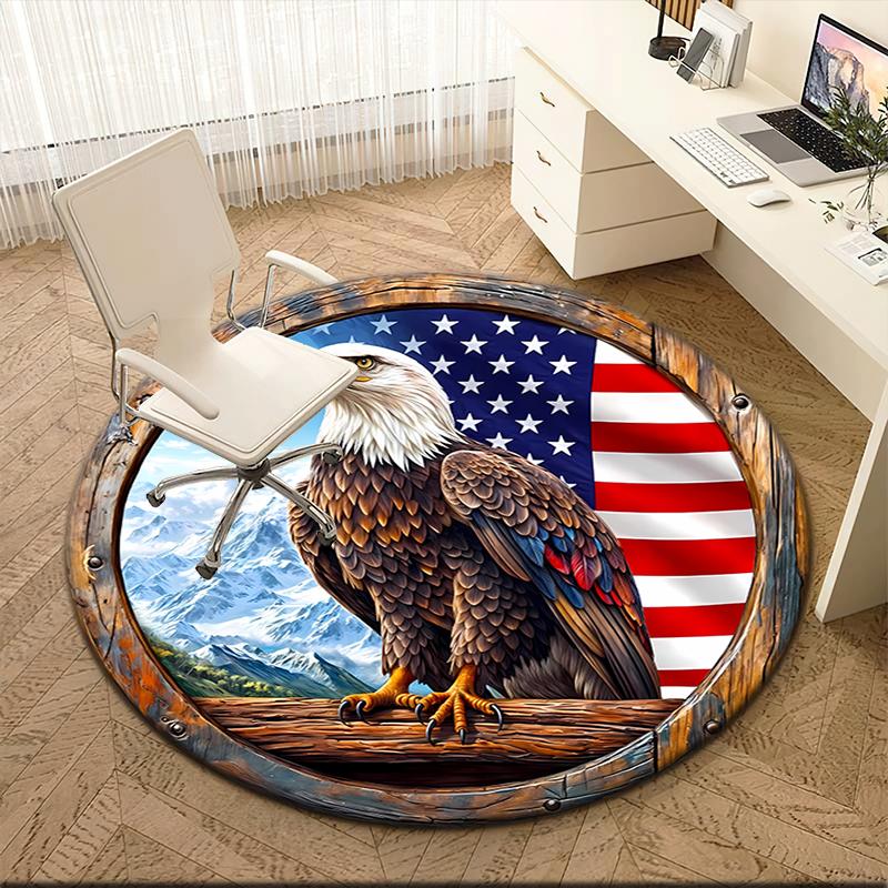1pc American Bald Eagle Poster Round carpet Painted Printed circular carpet, home door mat, outdoor travel protection carpet