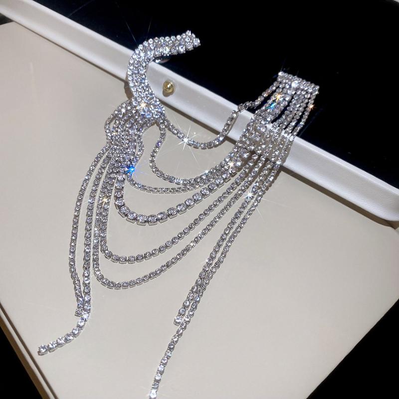 European And American Luxury Full Rhinestone Tassel Brooch Multi-Layer Rhinestone Autumn And Winter Sweater Joker Brooch