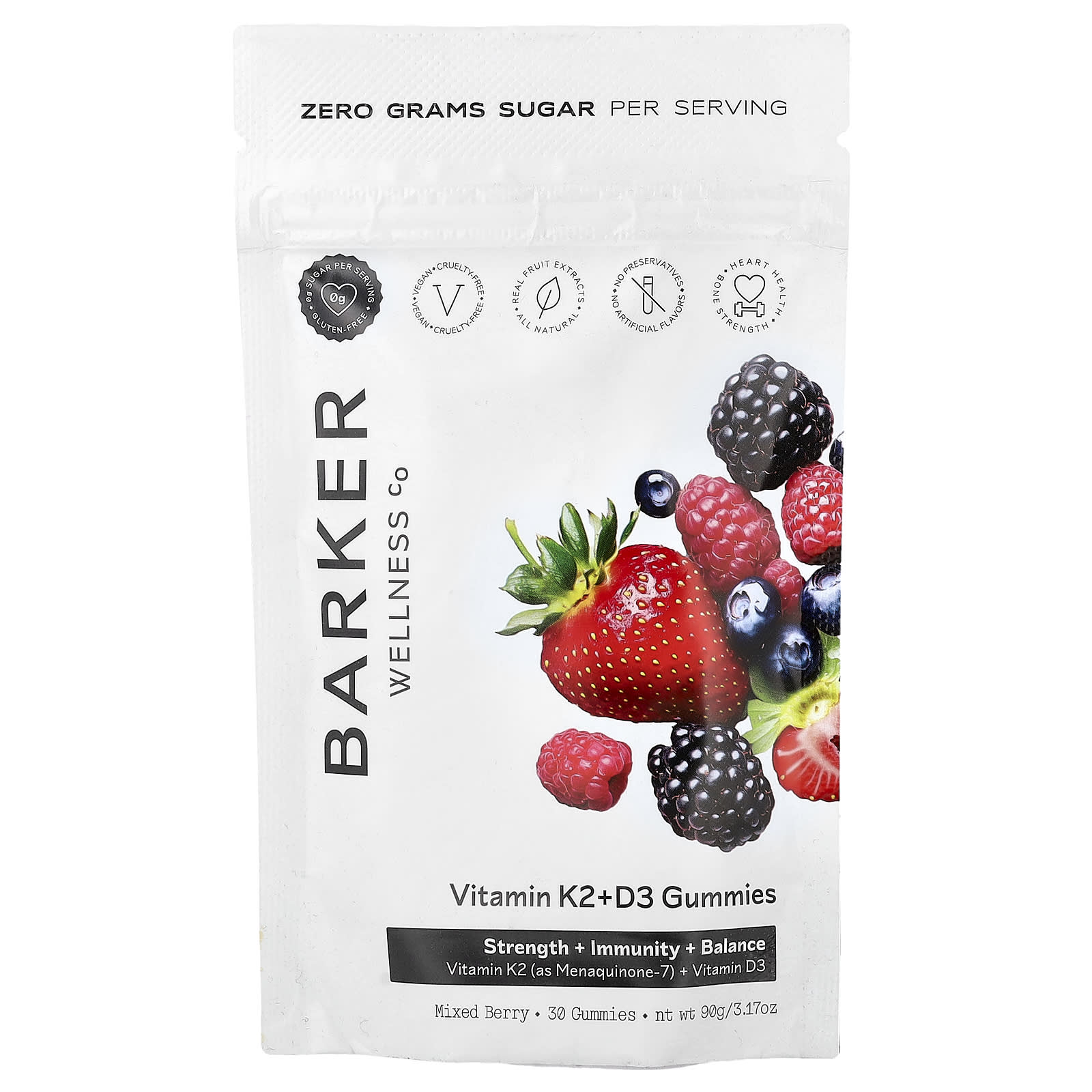 

Barker Wellness Co., Vitamin K2 + D3 Gummies, Mixed Berry, 30 Gummies