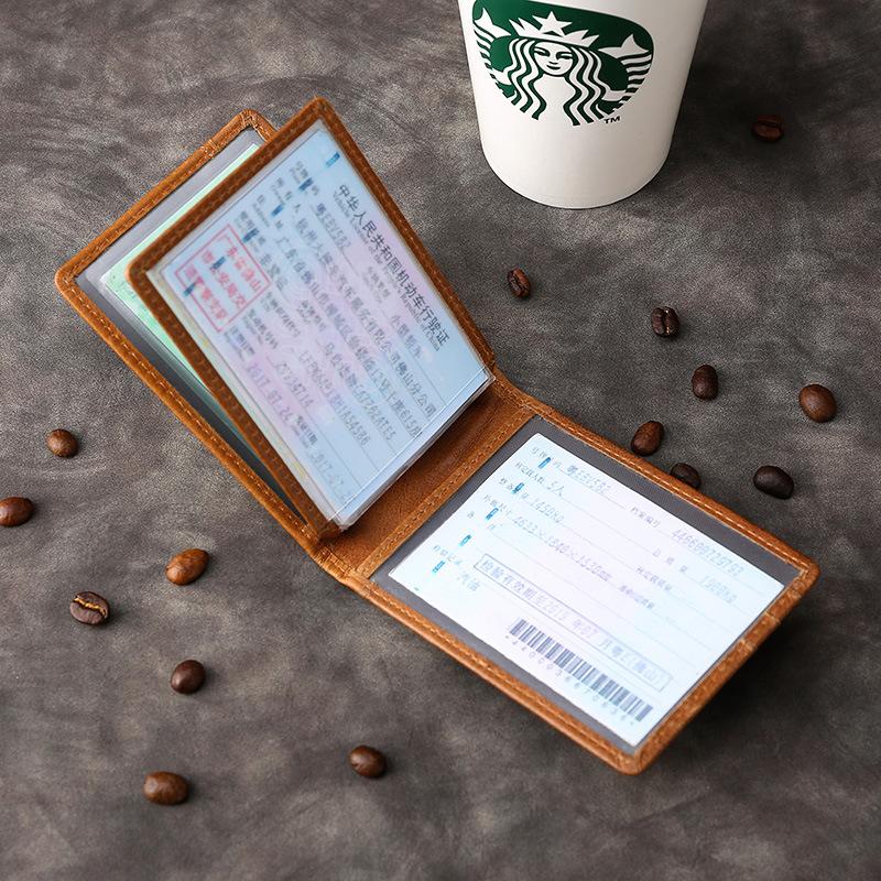 Leisure New First-layer Oil Wax Leather Driver's License, Genuine Leather Multi-functional Motor Vehicle Driver's License Folder ID Bag