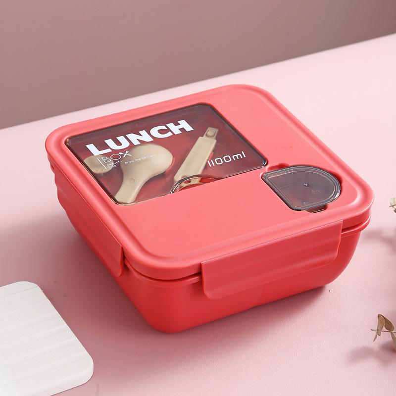 Microwavable Japanese-Style Wheat Straw Lunch Box Set with Compartments for Students and Office Workers