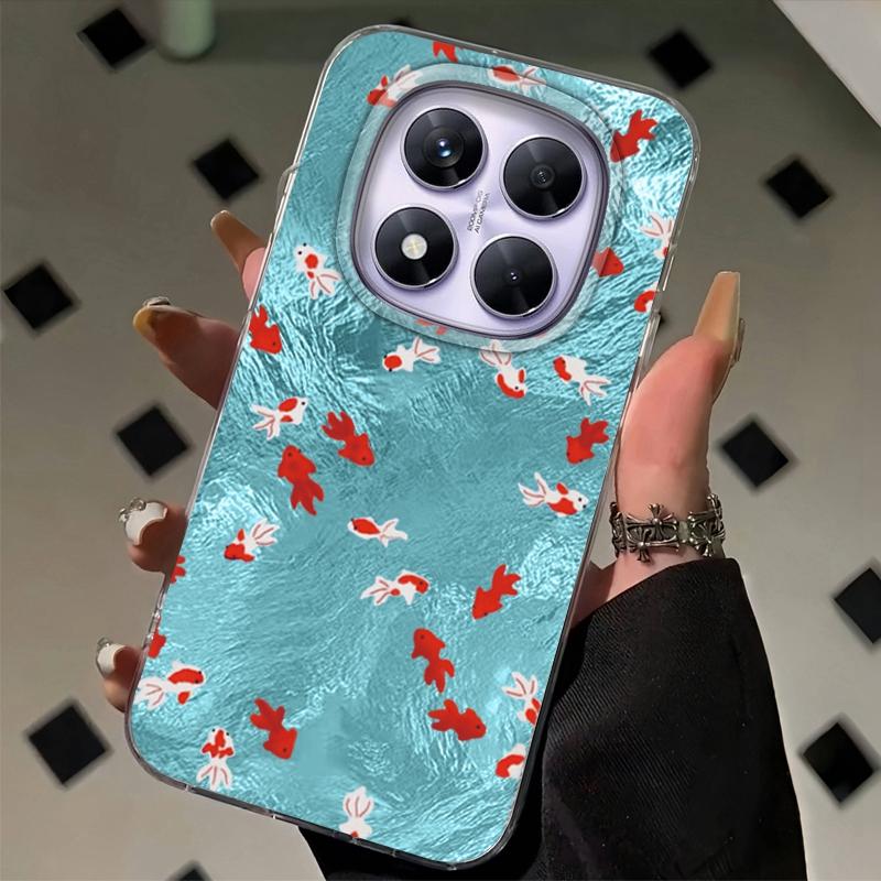 Blue Ocean Red Carp Girls Phone Case For Xiaomi 14T 13T 14Tpro 11 Lite 5G NE Shockproof Fundas Protection Back Vortex Texture Women Cover