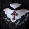 Viktorianisches Gotisches Tränenkreuz Samt-Choker-Halskette