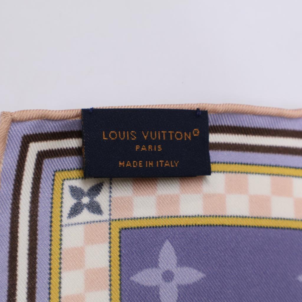 LOUIS VUITTON [/25 year made] M96866 Carre90 From the Cloud 100% Silk scarf Bleu DenimUsed