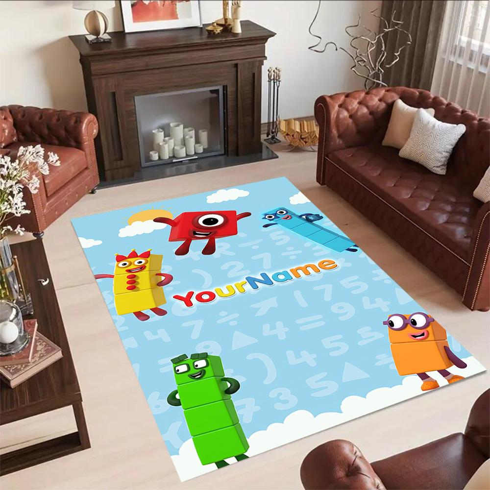 Numberblocks Personalized Name Floor Rug Office Rug Perfect for Playrooms Entryway Game Room Study room Antislip Carpet Anime Office Decor