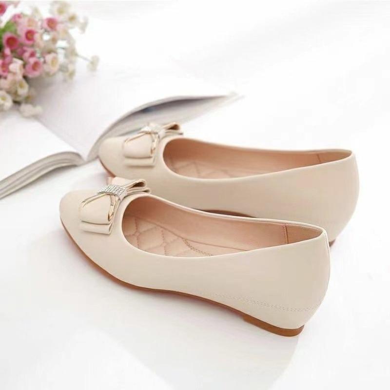 Shallow Doudou Single Shoes Women's Autumn New Flat-bottomed Women's Casual Pregnant Women's Non-slip Work Small Leather Shoes