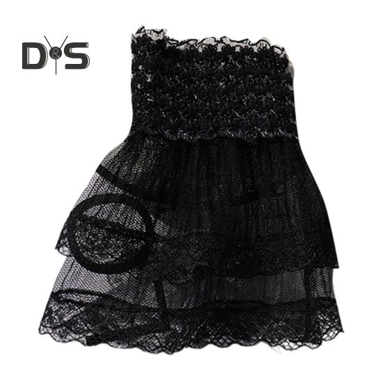 1 par kvinnor balhandskar genomskinliga spetsar ihåliga volangkanter tunn handledsmanschett fingerlösa föreställningar brud bröllopsvantar