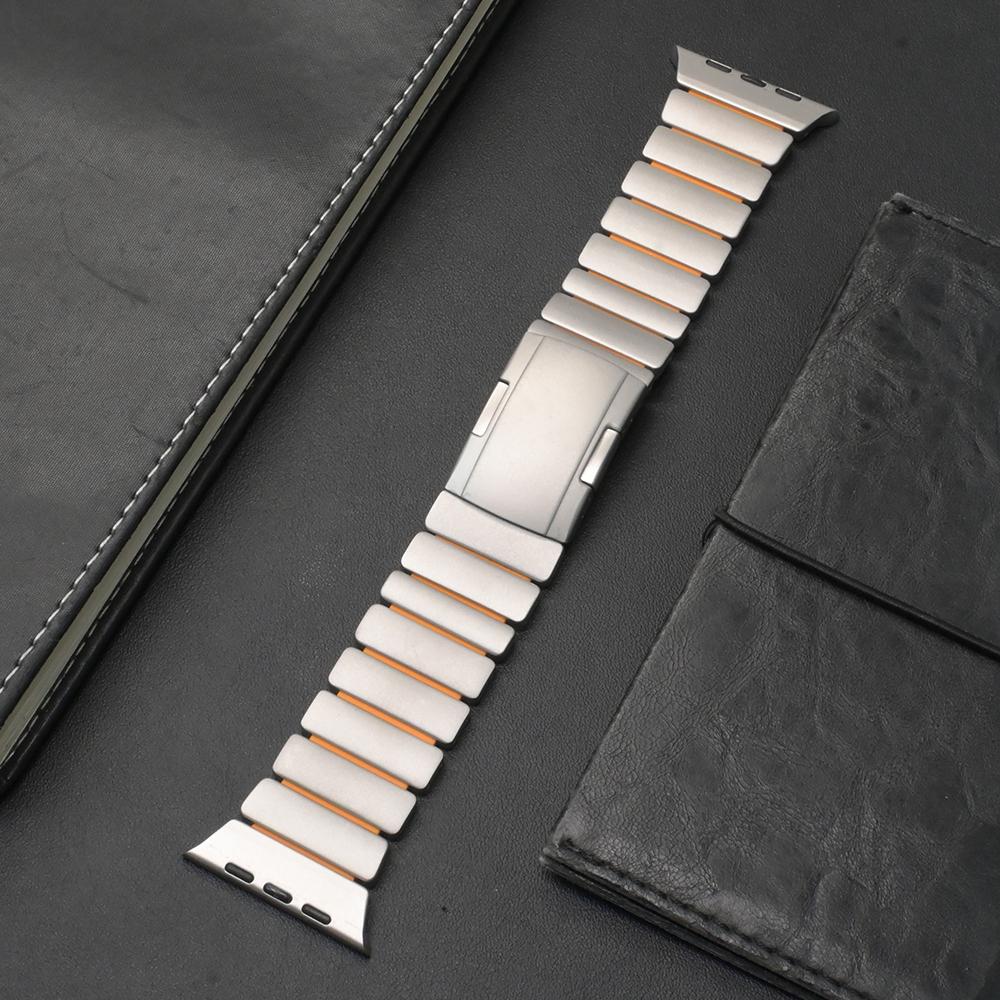 Tytanowy Silikonowy Pasek do Apple Watch Ultra 3 2 49mm Seria 11 10 46mm Luksusowa Bransoleta do iwatch 9 8 7 6 5 SE 45mm 44mm Pasek