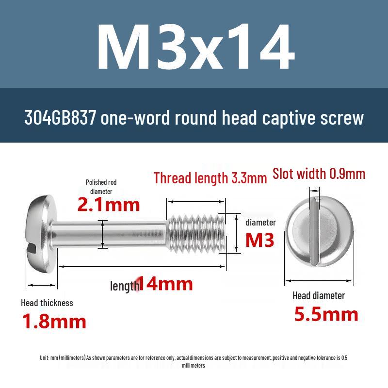 Yigu 304 Stainless Steel Pan Head Captive Screw M3/M4/M5/M6