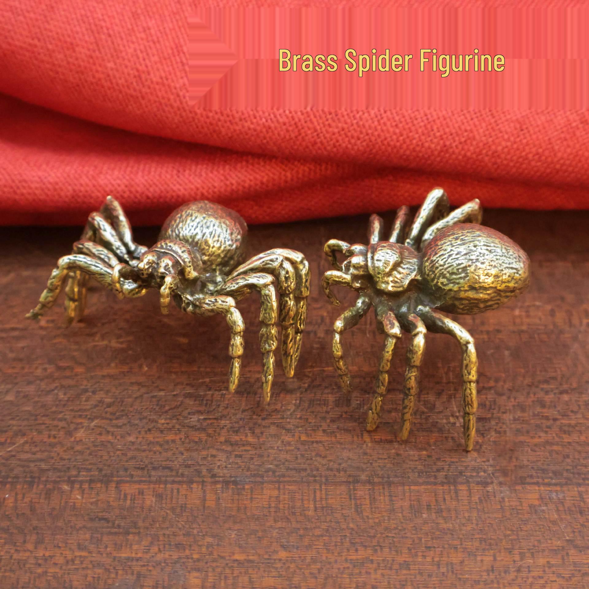 

Pure Brass Spider Desktop Ornament: Creative Office & Home Decor Tea Pet Handicraft Copperware.