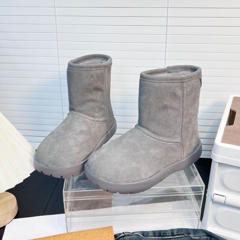 Leather Platform Snow Boots Women's Winter New Velvet Warm Non-slip Round Head Versatile Thickened Sleeve Cotton Shoes