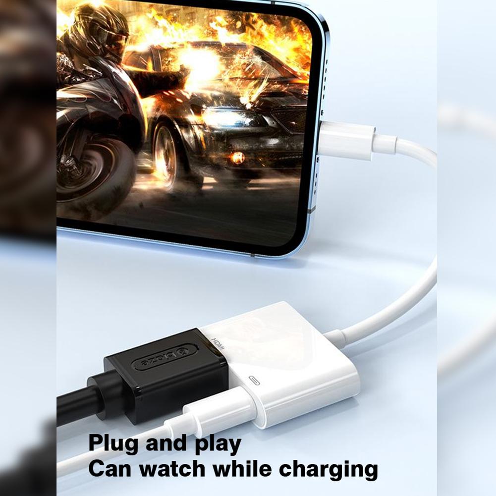 For Lightning to HDMI Adapter with Charging Port for iPhone 14 13 12 11 XS 1080P Digital AV Sync Screen HDTV Projector Monitor 3