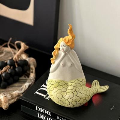 Ceramic Handicrafts Abstract Woman Sculpture Mermaid Naked Decorative Figurines Handmade Ornaments Home Decoration Accessories