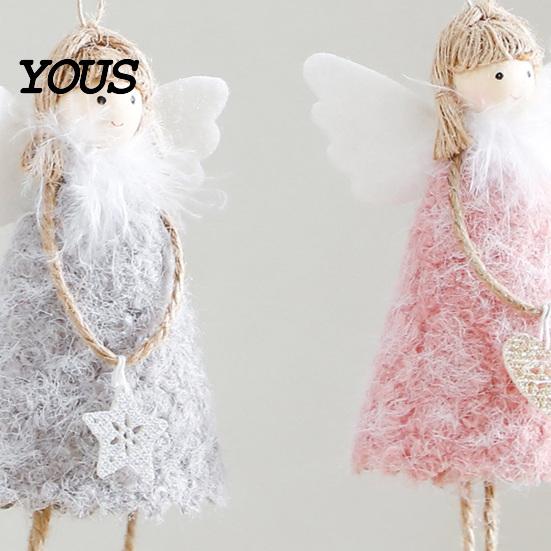 Reusable Christmas Ornament Tree Plush Angel Doll Ornament, Cute Small Soft Fabric Hanging Pendant for Thanksgiving Day Gifts, Holiday Party