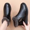 Warm Elderly Cotton Shoes Women's Winter Shoes Fleece Non-slip Flat Sole Soft Sole Comfortable Leather Shoes Lightweight