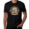 Cute Hedgehog Sitting Crosslegged Reading A Small Open Book Tshirt Stylish Print Short Sleeve Tee Tshirt