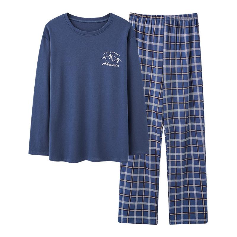 Men's Two-Piece Pajamas New Pajamas Homewear Men's Spring And Autumn Cotton Long-Sleeved Loose Autumn And Winter Homewear Suit