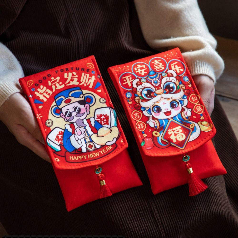 Spring Festival Fabric Red Envelop Blessing Words Lucky Red Pockets  New Year