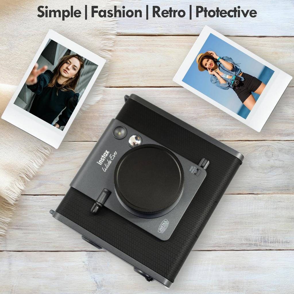 HIYQIN Lens Cap for Fuji Instax Wide Evo, Anti-Scratch Aluminum Lens Cover with Anti-Lost String - Black