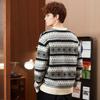 TonLion Men's Geometric Knit Round Neck Sweater