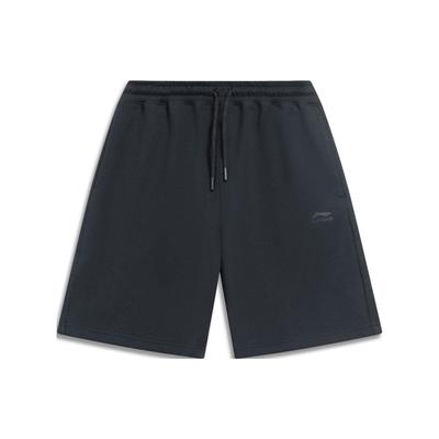 Pure Color Logo Straight Shorts Men Bottoms Black AKST079-5