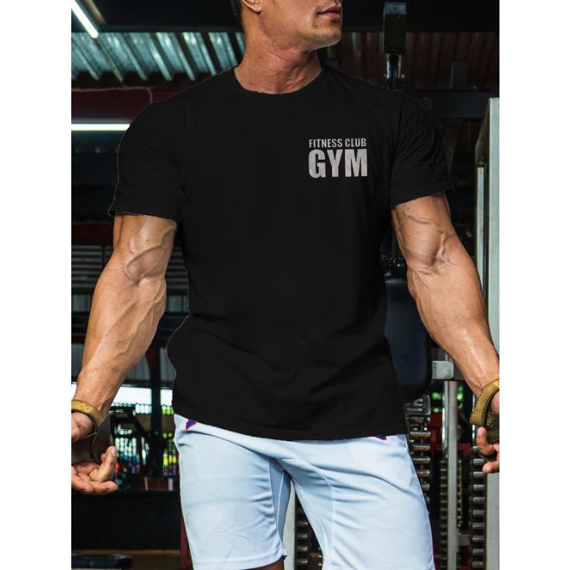 European sizes Men's Summer Fitness Graphic T-Shirt - Lightweight Breathable Gym Tee with Muscle for Man Dumbbell Design
