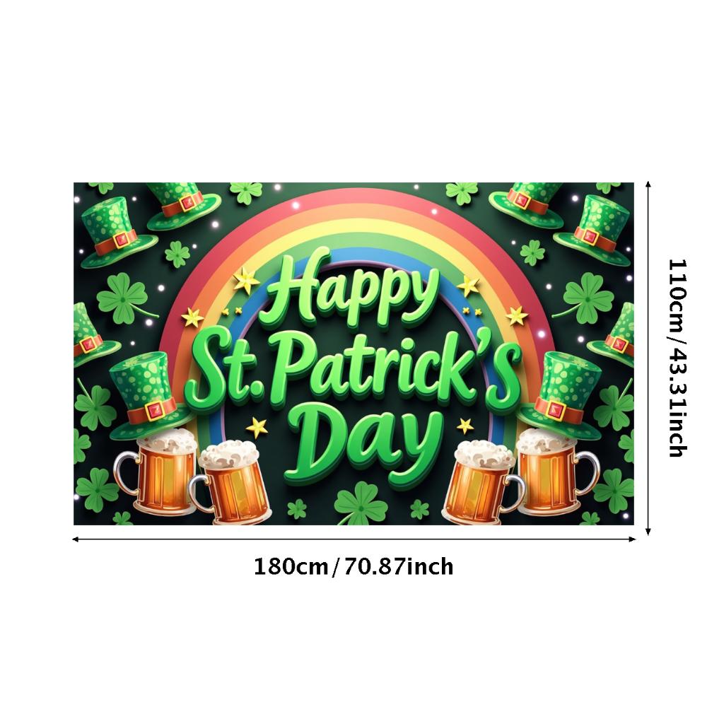 St Patricks Day Backdrop Banner With Beer Mug And Clover Party Event Decoration Photo Booth photography Background Props