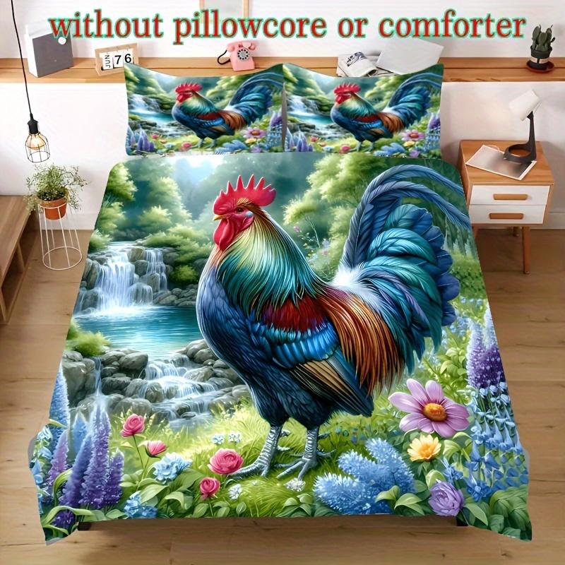 2/3D Digital Dream Catcher Rooster Duvet Cover Set Soft, Comfortable, Breathable-Bedroom & Guest Room Decor - Student Dormitory