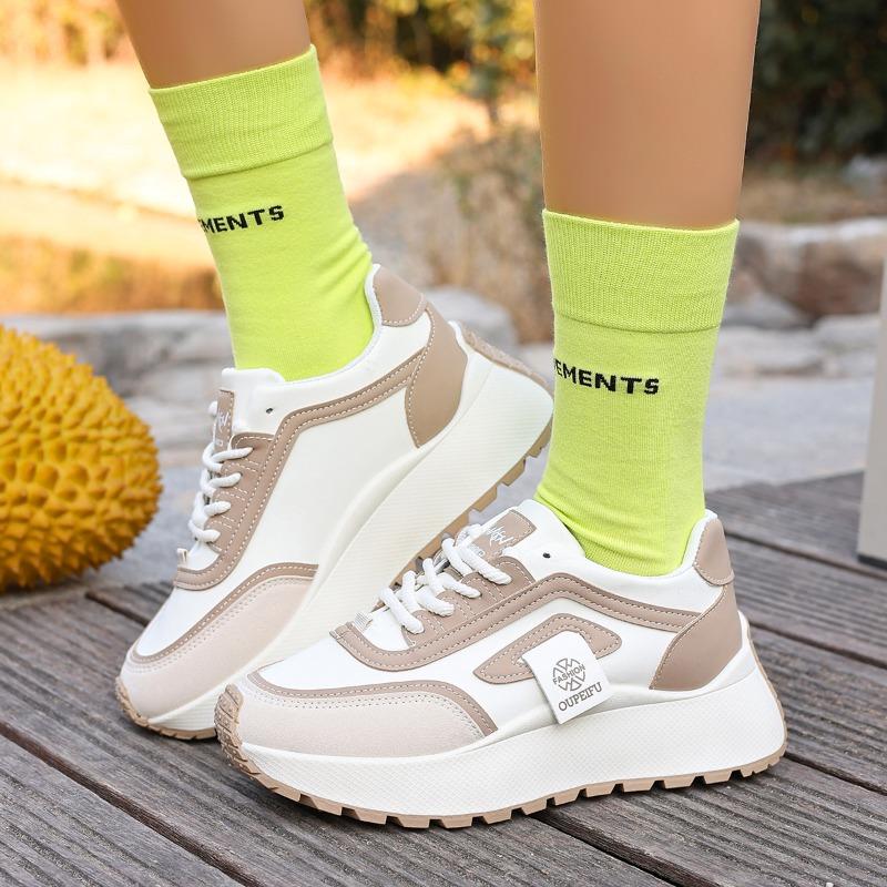 Fashion Hot Selling Women's Shoes Spring 2025 Style Thick Bottom Casual Sports Running Shoes Heightening Leisure  Rubber Outsole