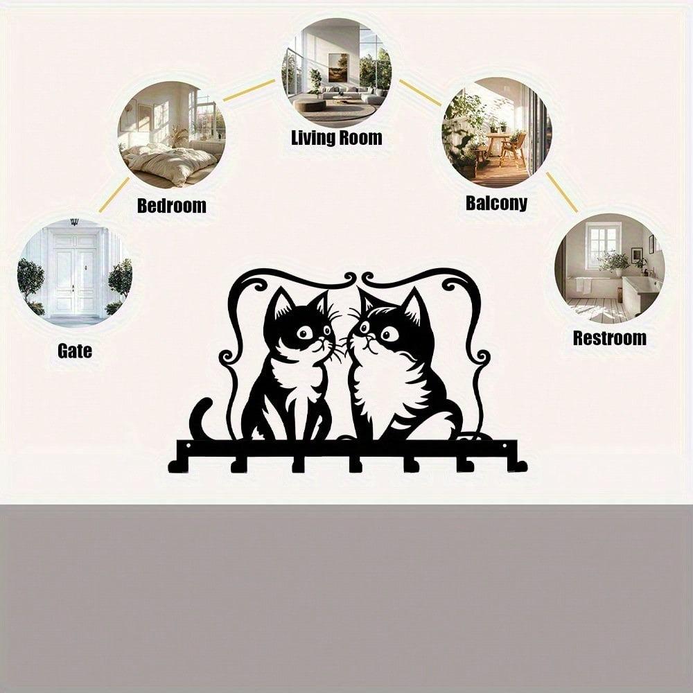 Metal Dog Key Holder Wall Mount with 7 Hooks for Home Organizer Rustproof Decor