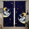 Cartoon Space Astronaut Theme Print Drapes Room Darkening Window Curtains for Home Decor,Rod Pocket Blackout Curtains Bedroom