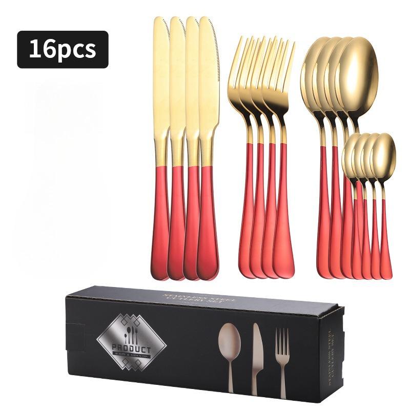 1010 Knives Forks and Spoons Tableware 16-piece Set Western Food Simple Steak Knives Forks and Spoons Gift Box Set